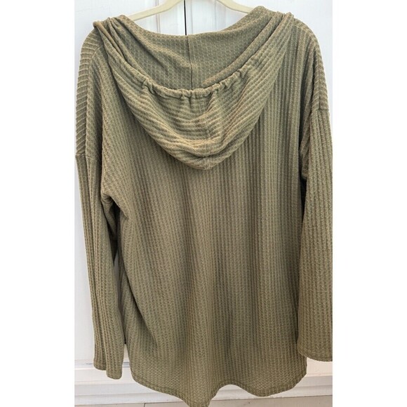 Loveriche Hoodie Sweatshirt V Neck army green women's size M boho preppy comfy - Picture 9 of 11